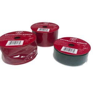Holiday Style Decorative Ribbon 3 Pack Red Green Gift Wrapping Bows